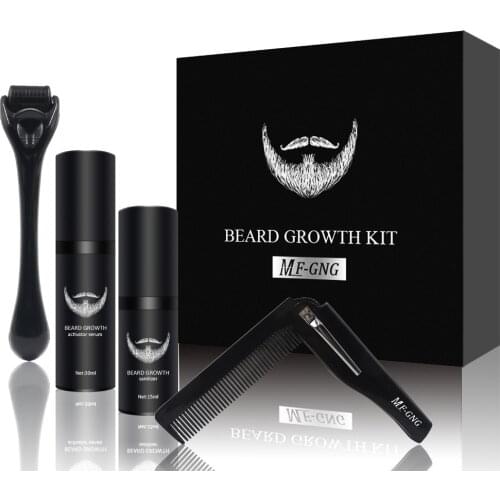 Beard Growth Kit Microniddle Roller for Face Microneedling Barber Hair Growth Enhancer Leave-in Set Facial Beard Care Kit