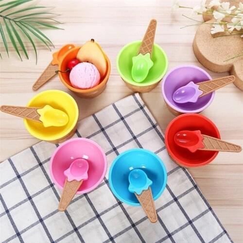 Colorful Baby Food Bowl and Spoon Set Kids Dining Set Ice Cream Bowl Potato Mash Auxiliary Food Children Kids Dining Tableware