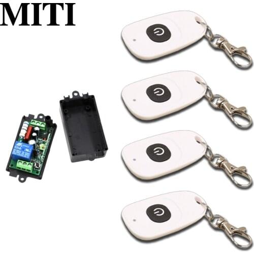 Latest 110V 220V 1CH RF Wireless Remote Control Switch System 4 Transmitter and 1 Receiver Universal Gate Remote Control