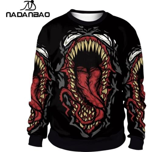 NADANBAO 2021 New Casual Pullovers Womens Monster Printed Costume For Halloween Autumn Long-sleeved Sweatshirt Men Fashiom Tops
