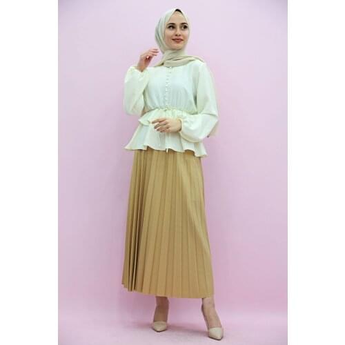 New Season Summer Trend Muslim Dress Beli Wheel Skirted Suit Milk Coffee