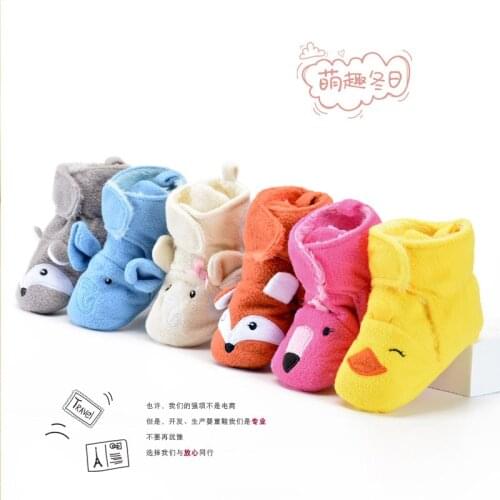 Baby boy girl Toddler shoes Cute Animal Fleece lining Coral fleece surface Comfortable soft Light Warm Baby Shoes winter daily