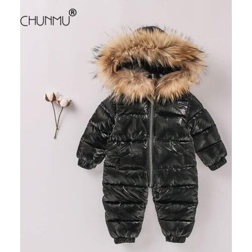 Newborn Baby Clothes Winter Fur Collar Jumpsuit Baby Boy Romper Girl One-piece Down Padded Romper Warm Baby Romper