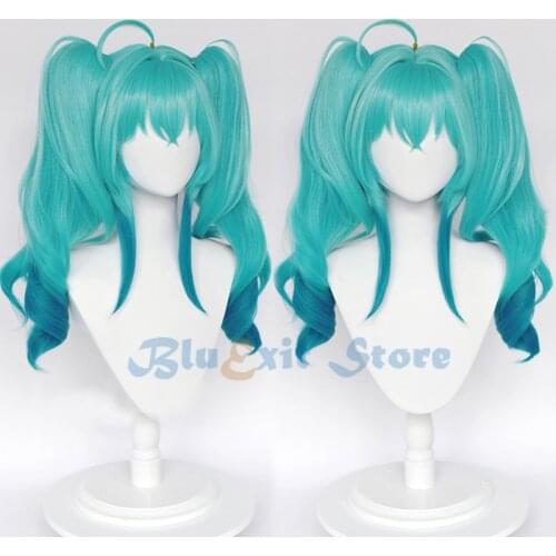Dyed Gradient Green Wig 55cm Long Curly Ponytails Heat Resistant Synthetic Hair Christmas Party Adult Women 2021 Devil Cosplay