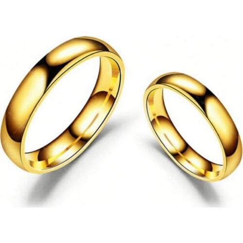 4mm 6mm Stainless Steel Couple Rings for Women Man Gold Silver Color Ring for Lovers Wedding Retro Jewelry for Gift WC006