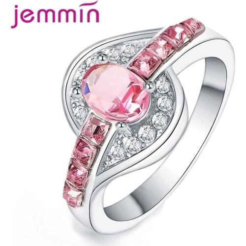 Fashion Korean 925 Sterling Silver Cubic Zirconia Engagement Rings For Women Boutique Wedding Geometric Rings Valentines Gift