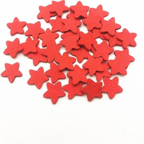 100pcs 12mm Red/White Wood Stars Embellishments Wedding Christmas Crafts Chips Cardmaking Toppers Scrapbooking