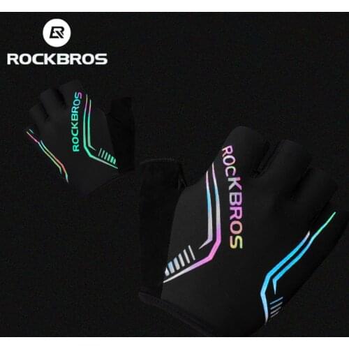 ROCKBROS Reflective Ant-slip Shockproof Fingerless Gloves MTB Road Male Cycling Gloves High For Bicycle Motorcycle Accessories