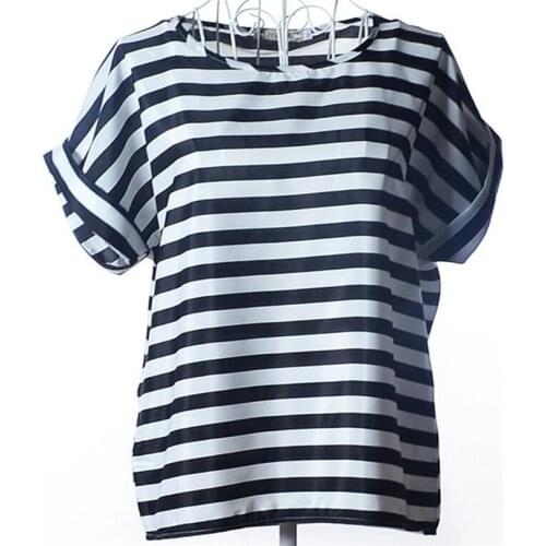 YGYEEG Women Summer Chiffon Shirts Fashion T-Shirts Ladies Shirts Stripe Short Sleeve Sunflower Print Shirt Tops T Shirts S-XXXL