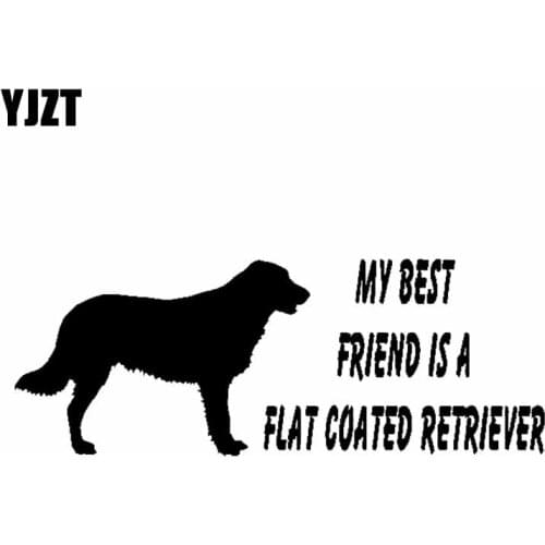 YJZT 18CM*6.7CM My Best Friend Is A Flat Coated Retriever Dog Car Decoraton Sticker Black/Silver C2-3194