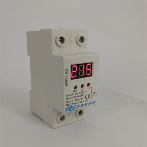 VPD1 40A 60A 220V reconnect over voltage and under voltage protection protective device relay with Voltmeter voltage monitor