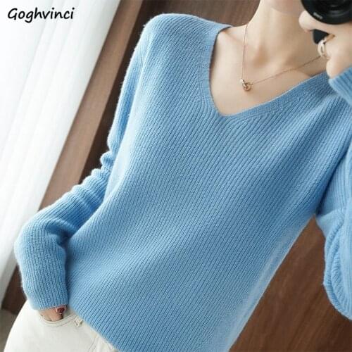 Pullovers Women V-neck Elegant Classic Korean Style Aesthetic Streetwear Commute Casual Fashion Basic Trendy Ins All-match New