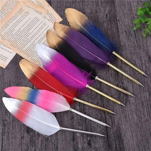 Gold Powder Pens Cute Feather Ballpoint Pen Wedding Party Favor Gift for Guests Students Back To School Present Bridesmaid Gift