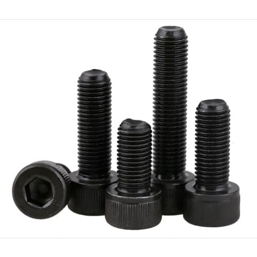 1Pcs M16-M20 Black Fine Thread Hex Hexagon Socket Head Cap Screws DIN912 Grade 12.9 Carbon Steel Allen Bolts Pitch 1.5mm