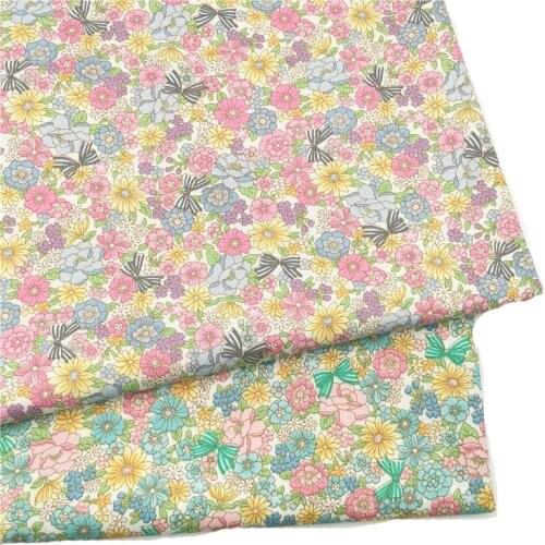 100% Cotton viaPhil Brand Colorful Blooming Flower Bowknots Printed Fabric Eggs Animal Fabric Patchwork Cloth Dress Home Decor