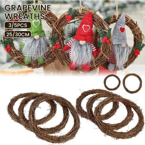 3/5PCS DIY Hand-Woven Grapevine Vines Rattan Wreath Braided Wreaths Crafts for Wedding Halloween Christmas Party Decoration