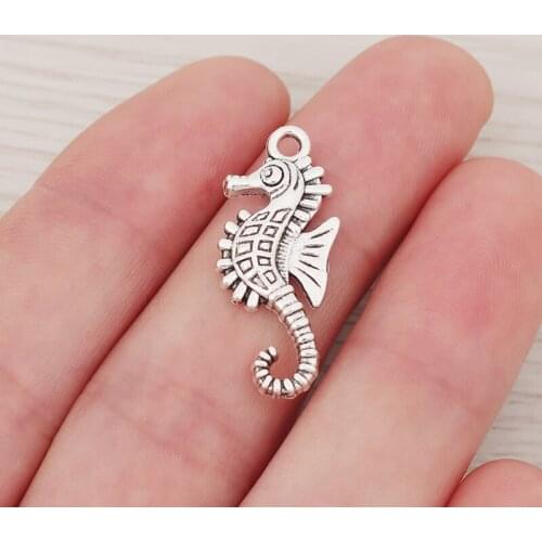 30pcs/lot Hippocampus Seahorse Charms Pendants Crafts For DIY Necklace Bracelet Jewelry Making Findings 29x12mm