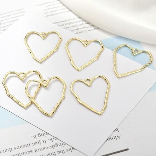 40pcs/lot alloy geometric big hearts shape handmade charms diy jewelry necklace/earring for women pendant accessory