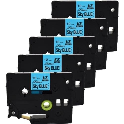 Satin Ribbon 12mm*4m Black on Skyblue label tape TZe-R531 TZ-R531 for gift wedding Christmas Party for Brother P Touch printer