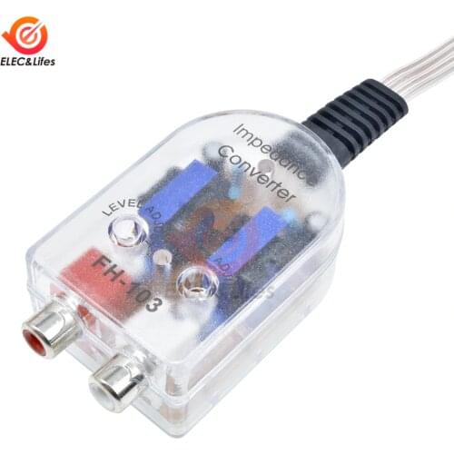 12V Car Audio High to Low RCA Line Subwoofer Audio Impedance Converter low audio filter audio output
