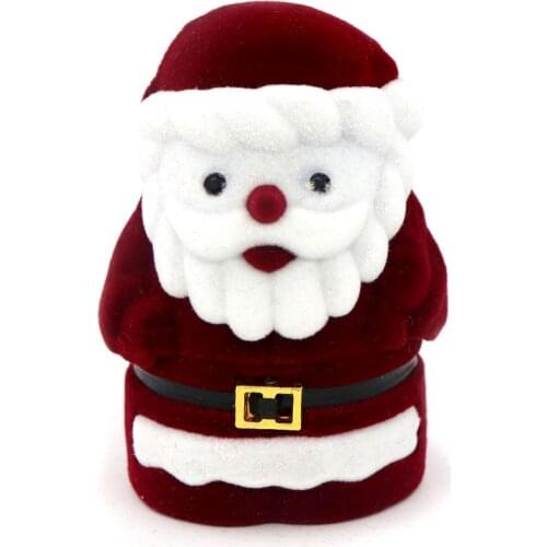 Velvet Santa Necklace Ring Earrings Box Present Gift Jewelry Packaging Box For Wedding Engagement Display Holder Wholesale