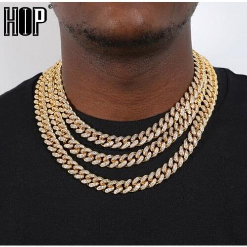 Hip Hop 12MM Heavy Iced out Big Box Buckle Cuban Chain Copper AAA+ Cubic Zirconia Stones Choker Necklaces For Men Choker Jewelry