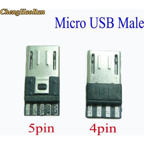 ChengHaoRan 10PCS Micro USB 4Pin 5Pin Male Plug connector For Data OTG line interface DIY data cable accessories