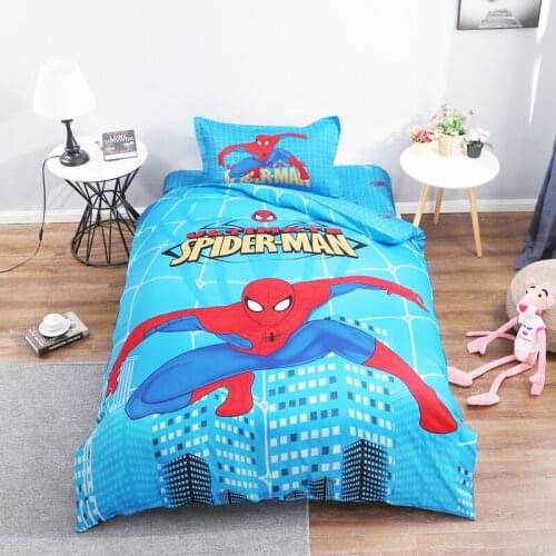 Disney Cotton Marvel Spiderman Bedding Set Cartoon Twin Comforter Duvet Covers Pillowcases Bed Linens Bedroom Decor for Boys Kid