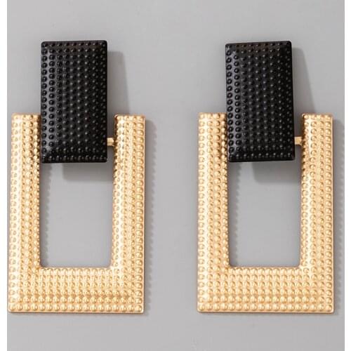 Docona Vintage Gold Color Metal Geometric Drop Earrings for Women 2020 Trendy Big Hanging Earrings Party Fashion Jewelry