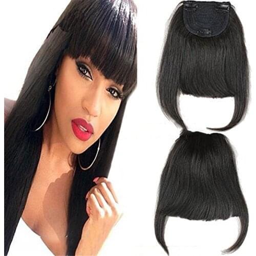 Brazilian Human Hair Bangs Clip in Hair Blunt Full Fringe Short Straight Hair Extension for women 100% Virgin Hair 6-8inch