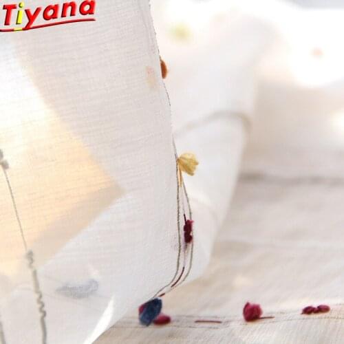 Rainbow Rain Embroidered Yarn for Living Room Colorful Ball Line Tulle White Meteor Shower Curtains White Window Drapes WP263#30
