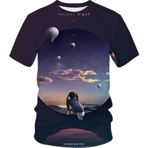 Hot Sell 3d Printed T Shirt for Men and Women Casual Fashion Cool Breathable Summer Top Tees Universal night sky Short Sleeves