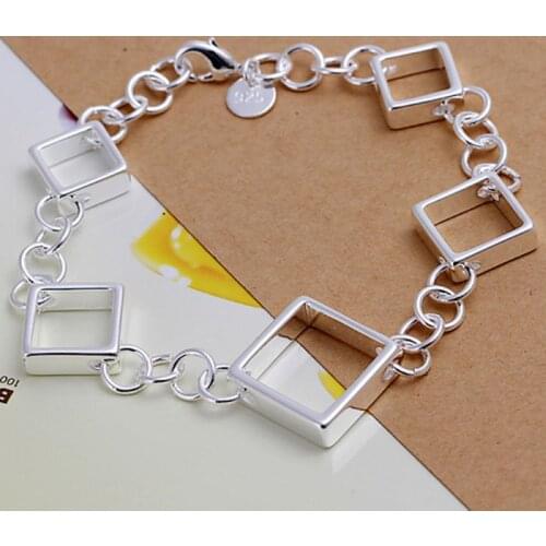 H204 silver fashion jewelry 925 jewelry silver plated bracelet Square Bracelet /LBXWAKTH WRVJQJWB