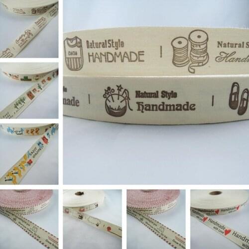 16 styles 6/8'' 20mm "Handmade with love" Style Cotton Ribbon DIY Handmade Cloth Sewing & Packing Label Tapes Ribbon Set 20YDS