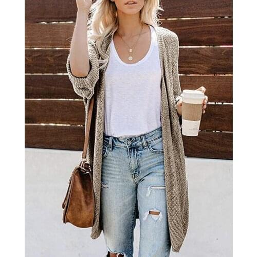 Women Sweater Solid Color Loose Female Cardigan Leisure Chic Elegant Trendy Outwear Knitted Comfy Top Ladies Clothes Hot Sale