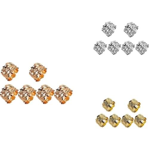 Napkin Rings,Leaf Napkins Rings Set Of 6 Exquisite Napkin Rings Holders For Easter,Party,Wedding Dinner Decor