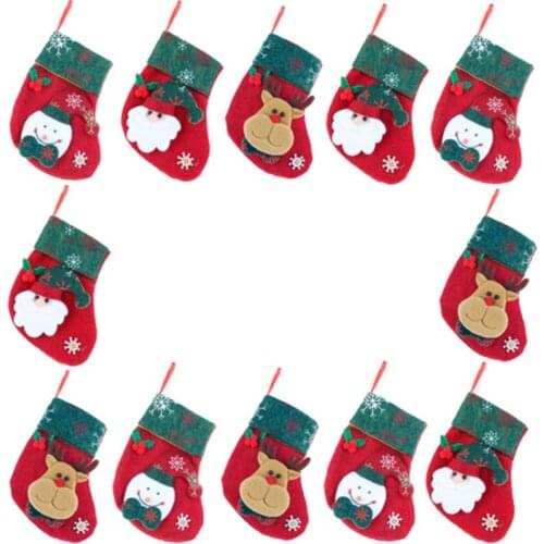 Red And Green Christmas Decorations Small Socks Set Christmas Tree Ornaments (12Pcs/set) New Hot Sale 2021