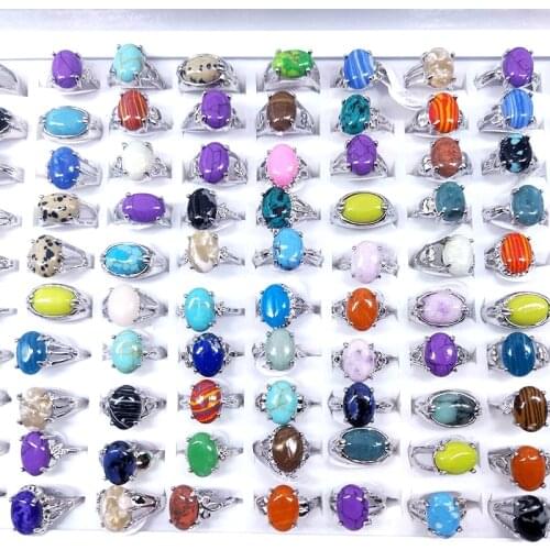 MixMax 30 Pieces Women Jewelry Rings Hand Inlay Stone Variety of Styles Lovely Romantic Gift Wholesale Bulk Lot Size 6-10