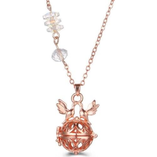 Fashion Women`s Essential Oil Diffuser Necklace Peace Bird Locket Cage DIY Jewelry