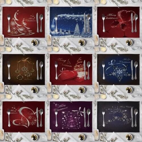 Fashion Print Rectangle Cotton Linen Western Style Table Pad Cut Mats Placemat for Dinner Kitchen Table 40x30cm