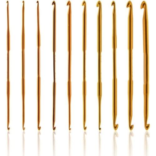 Knitting Needle Set 10 pcs Aluminum Double End Crochet Hook Craft Hooks Needles