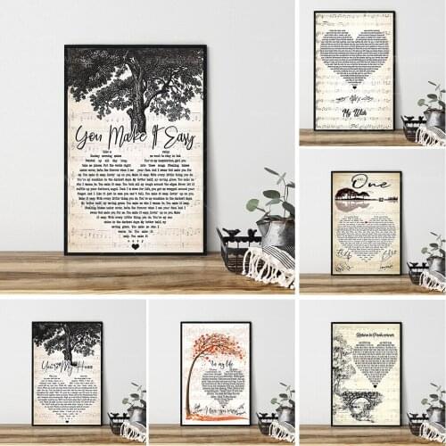 Une affiche de paroles, affiche de musique, impression de paroles de chanson, affiche de paroles de chanson, art mural de parole