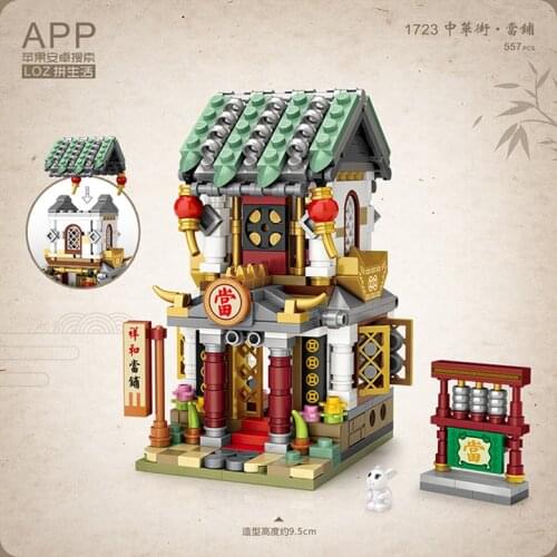 New LOZ City View Scene Shop Traditional Chinese Architectures Small particles Building Blocks Mini Toy for Children without box