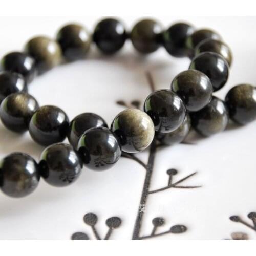 Wholesale natural 14.5"38cm golden obsidian 6-8mm jewelry making round loose beads DIY for women
