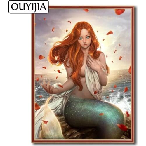 OUYIJIA Mermaid Beauty 5D DIY Siren Sexy Animal Cartoon Diamond Painting Decoration Gift Mosaic Rhinestone Picture Embroidery