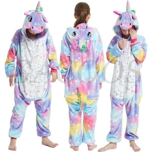 Unicorn Pajamas Children Animal Onesie Sleepwear Winter Panda Wolf Pyjamas For Kids Teens Nightwear Big Boys Girls Home Clothes