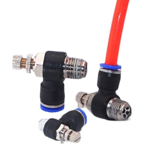 1Pcs SL 4 6 8 10 12mm Fast connection Pneumatic Fitting M5" 1/8" 1/4" 3/8" 1/2 air speed Regulating valve throttle valve
