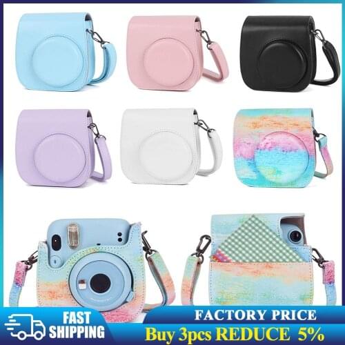 Portable Instant Camera Case Bag Holder PU Leather with Adjustable Shoulder Strap for Instax Mini 11 Digital Storage Bag