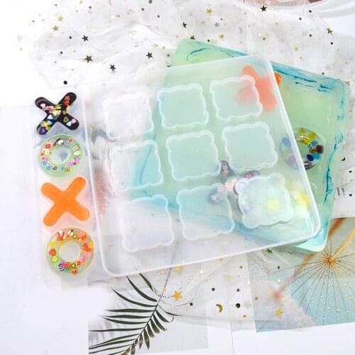 Big Size Tic-Tac-Toe Chess Game Transparent Silicone Mold For DIY OX Chess Uv Resin Epoxy Casting Mould Tools Handmaking Craft
