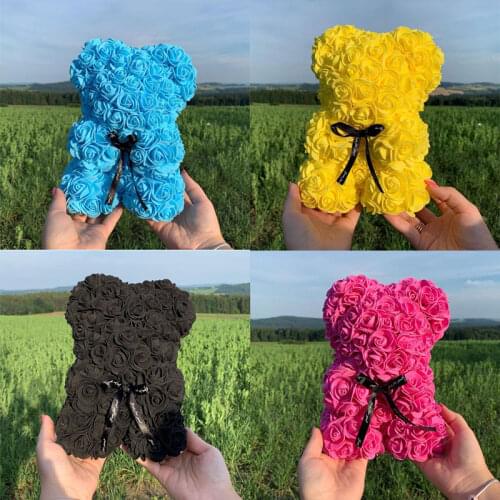 Sale Red Bear Rose Artificial Flowers Teddi Bear of Rose Decoration Valentine Christmas Day Gift for Women Dropshipping